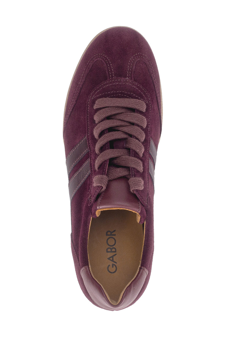 Gabor West Mulberry Red Suede Trainer 6011.01.002, side view