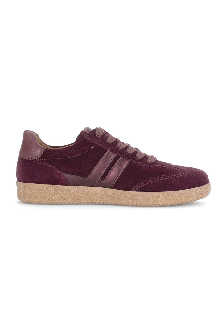 Gabor West Mulberry Red Suede Trainer 6011.01.002, sole view