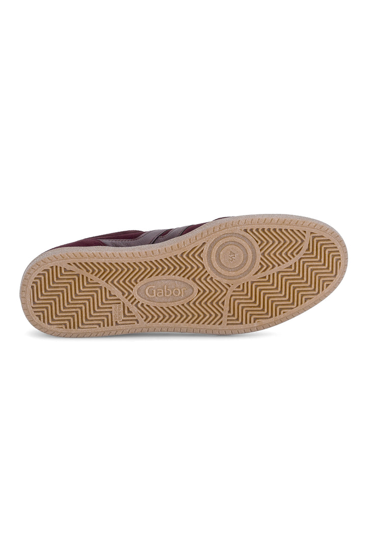 Gabor West Mulberry Red Suede Trainer 6011.01.002, three-quarter view