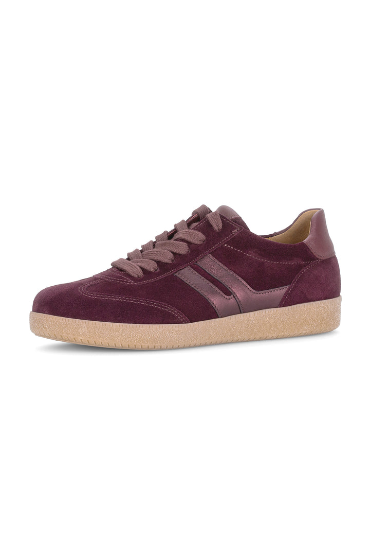 Gabor West Mulberry Red Suede Trainer 6011.01.002, front view