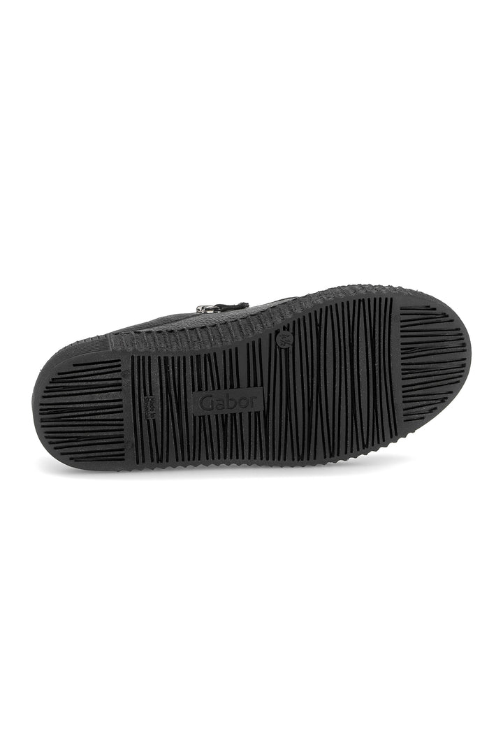 Gabor Wisdom Black Leather Trainer 6010.02.003, three-quarter view