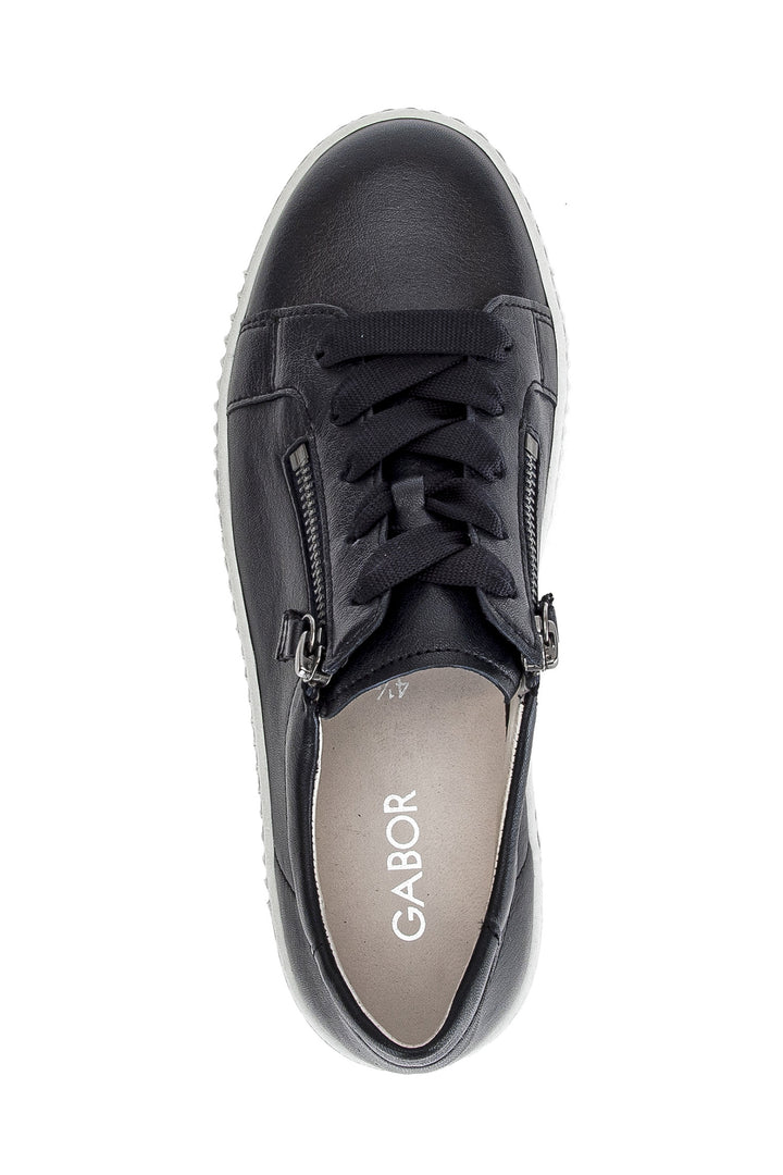 Gabor Wisdom Dark Blue Navy Grey Sole Leather Trainer 6010.02.011, side view