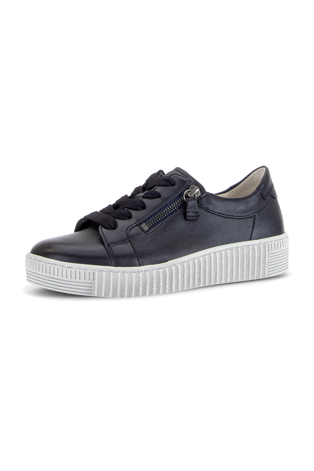 Gabor Wisdom Dark Blue Navy Grey Sole Leather Trainer 6010.02.011, front view