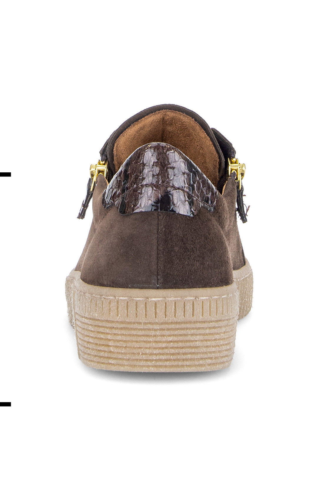 Gabor Wisdom Mocha Brown Gold Boa Suede Trainer 6010.02.005, back view