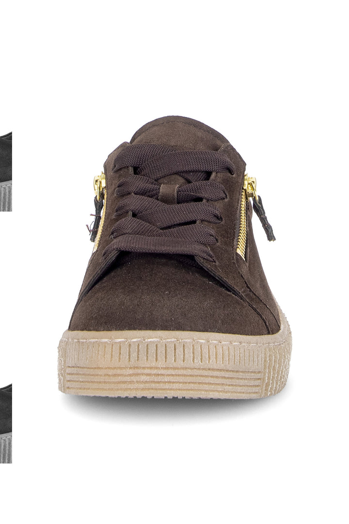 Gabor Wisdom Mocha Brown Gold Boa Suede Trainer 6010.02.005, detail view