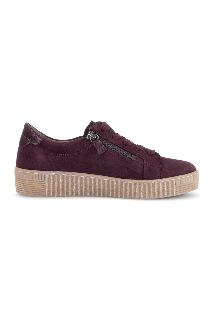 Gabor Wisdom Mulberry Red Cobra Suede Trainer 6010.02.006, sole view