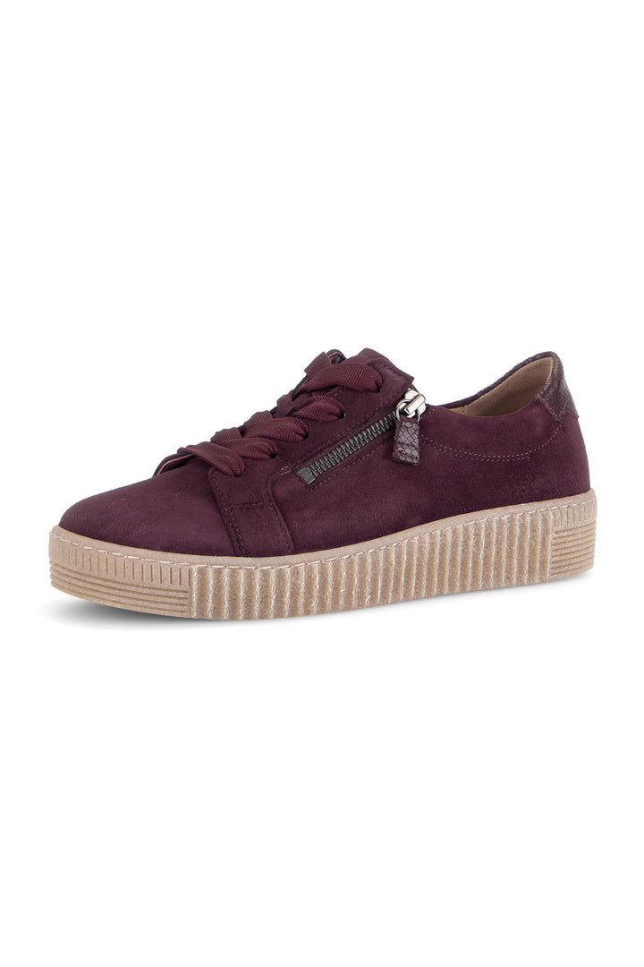 Gabor Wisdom Mulberry Red Cobra Suede Trainer 6010.02.006, front view