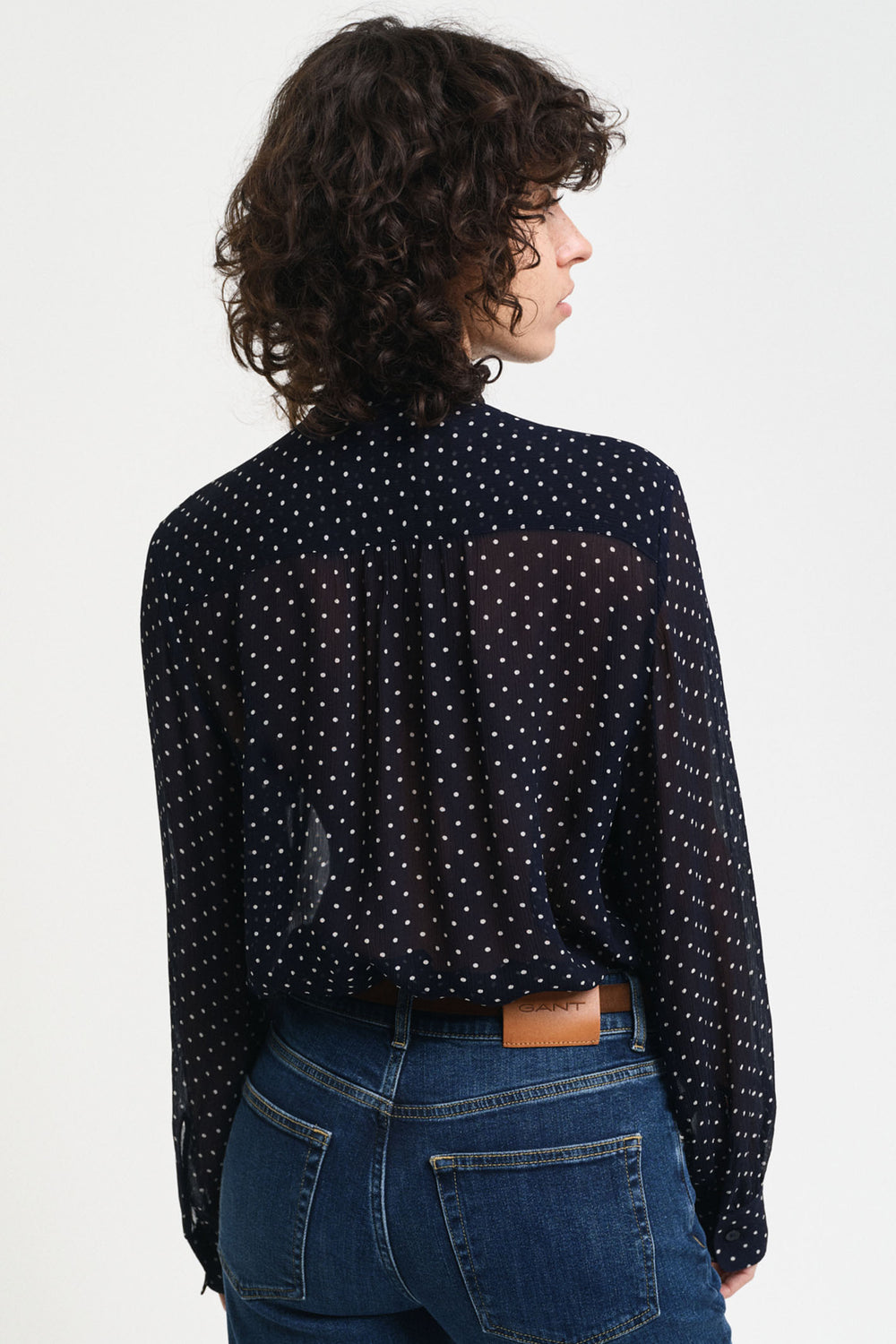 Gant Blouse Dot Print Bow Regular Fit Evening Blue 4300394 - Shirley Allum Boutique