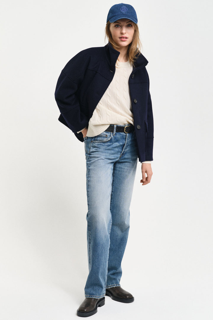 Gant Jumper Lambswool Cable Knit Crew Neck Cream 4805315 - Shirley Allum Boutique