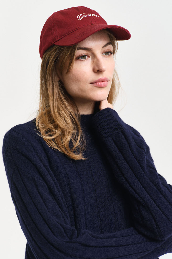 Gant Jumper Wide Ribbed Wool Stand Collar Evening Blue 4805284 - Shirley Allum Boutique