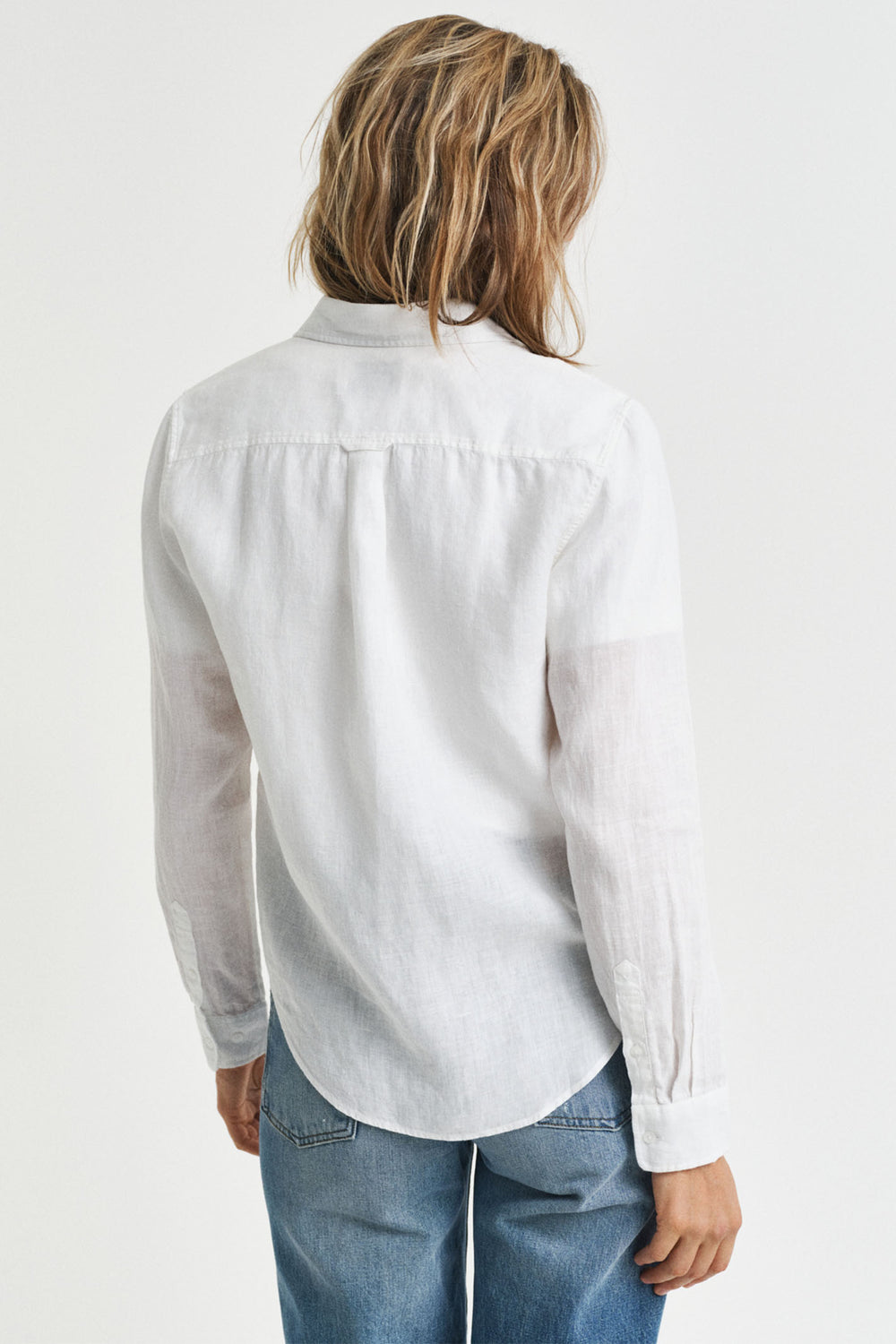 Gant Shirt Long Sleeve Linen White 4300477 110 - Shirley Allum Boutique