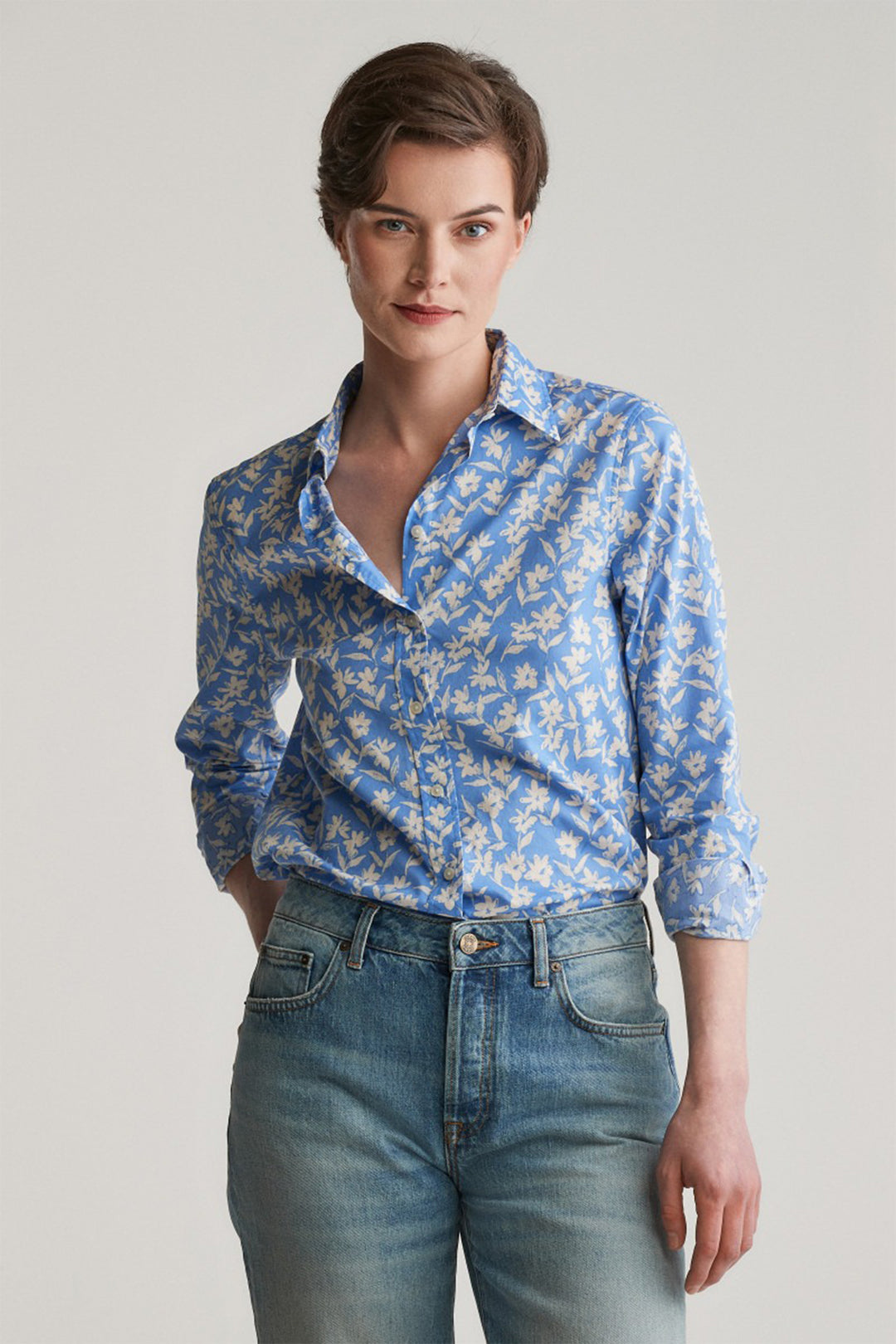 Gant Shirt Reg Floral Print Voile Perfect Blue 4300461 419 - Shirley Allum Boutique