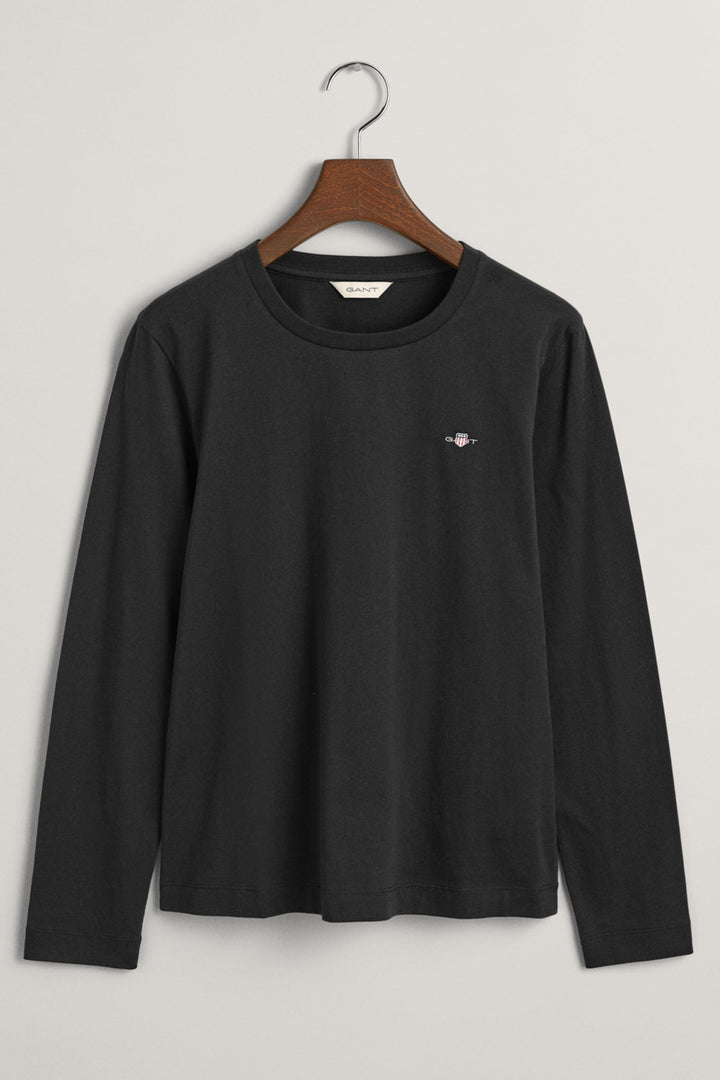 Gant T-Shirt Long Sleeve Black Reg Shield 4200748 - Shirley Allum Boutique
