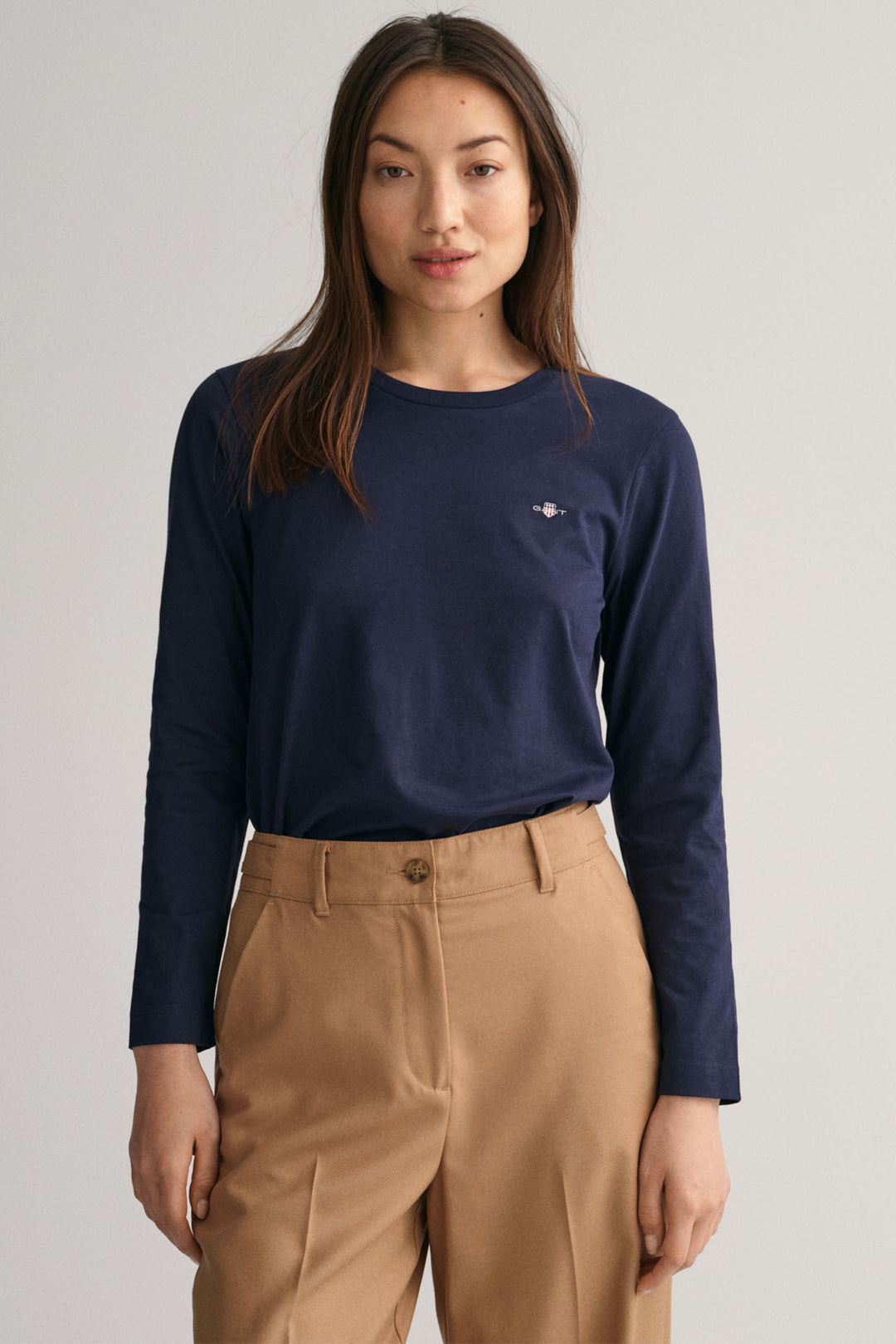 Gant T-Shirt Long Sleeve Evening Blue Reg Shield 4200748 - Shirley Allum Boutique