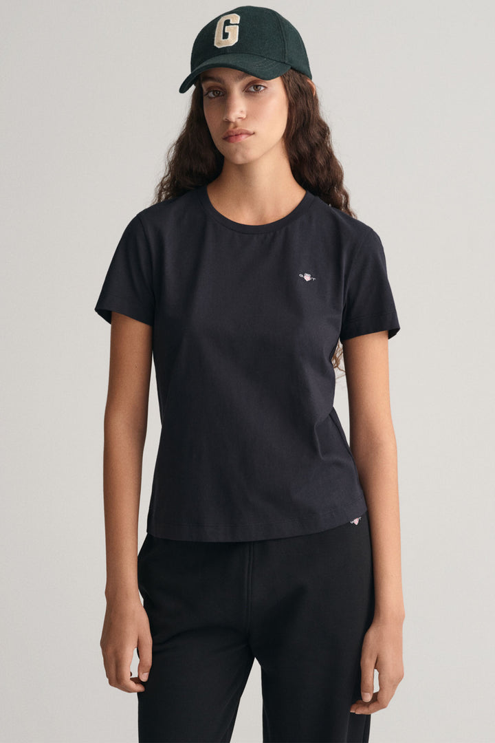 Gant T-Shirt Short Sleeve Black Reg Shield 4200200 - Shirley Allum Boutique