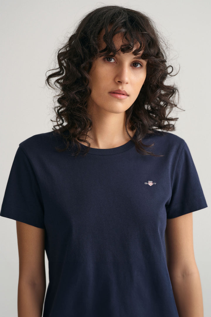 Gant T-Shirt Short Sleeve Evening Blue Reg Shield 4200200 - Shirley Allum Boutique