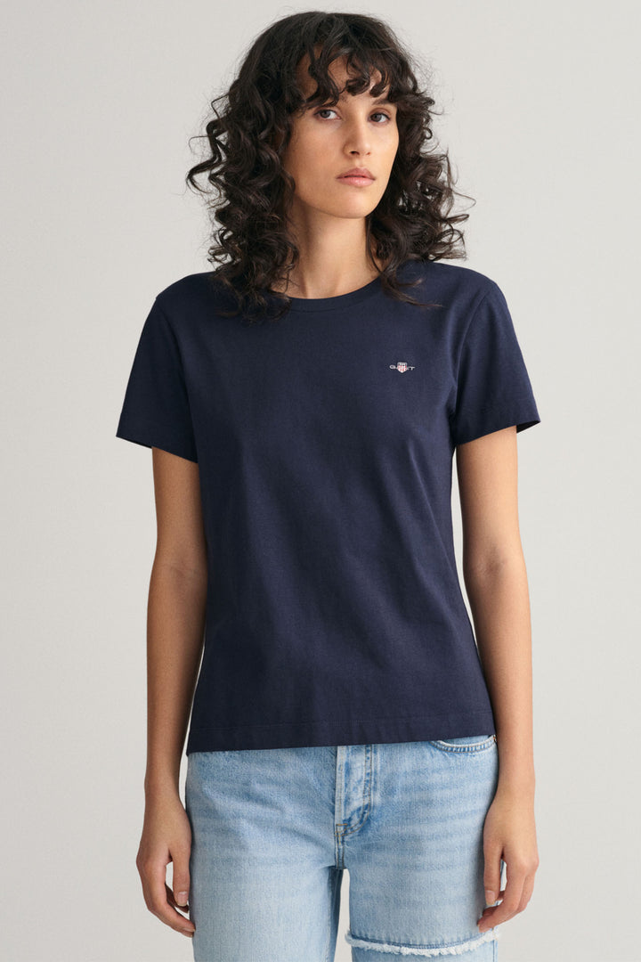 Gant T-Shirt Short Sleeve Evening Blue Reg Shield 4200200 - Shirley Allum Boutique