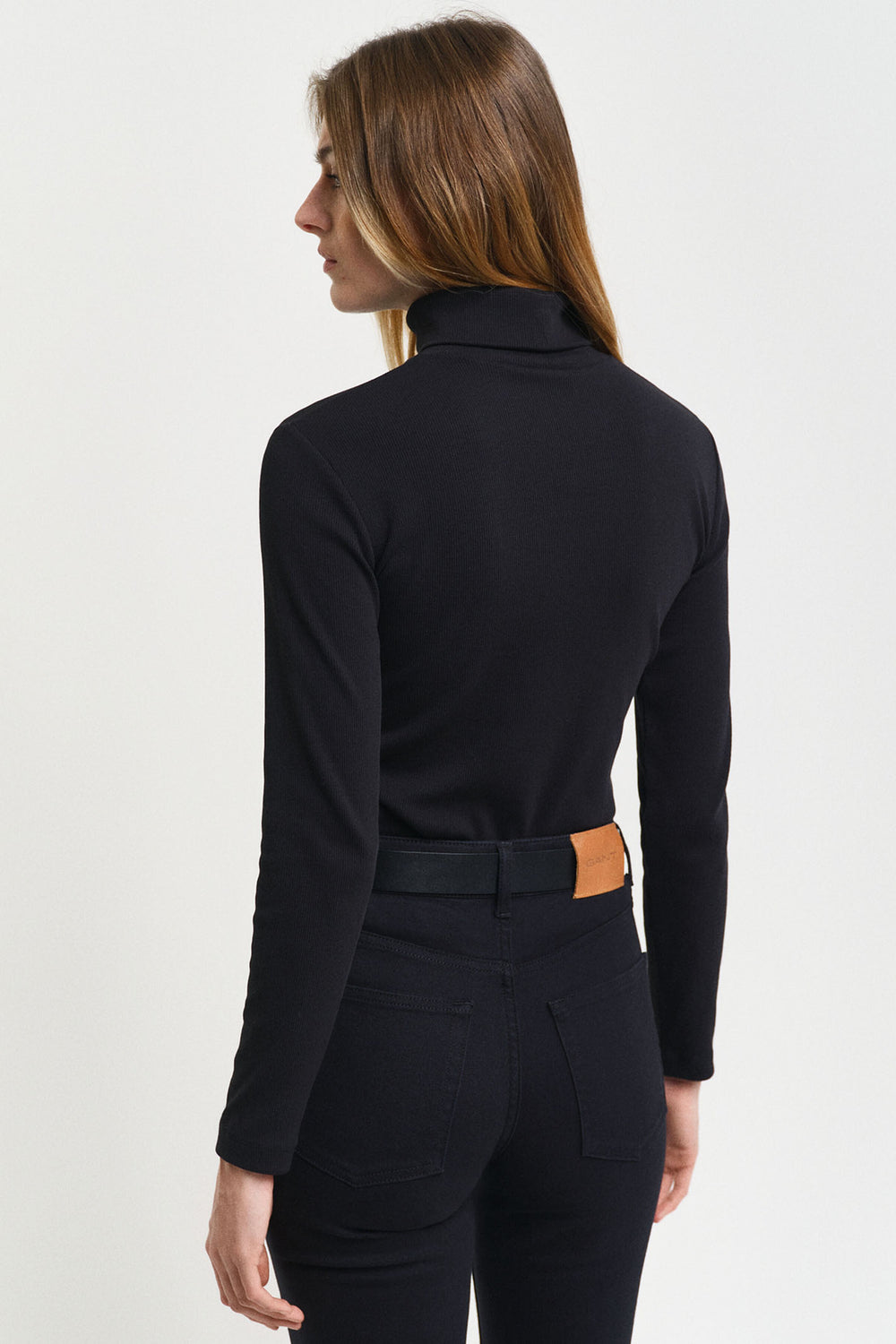 Gant Top Ribbed Turtleneck Slim Fit Black 4200764 - Shirley Allum Boutique