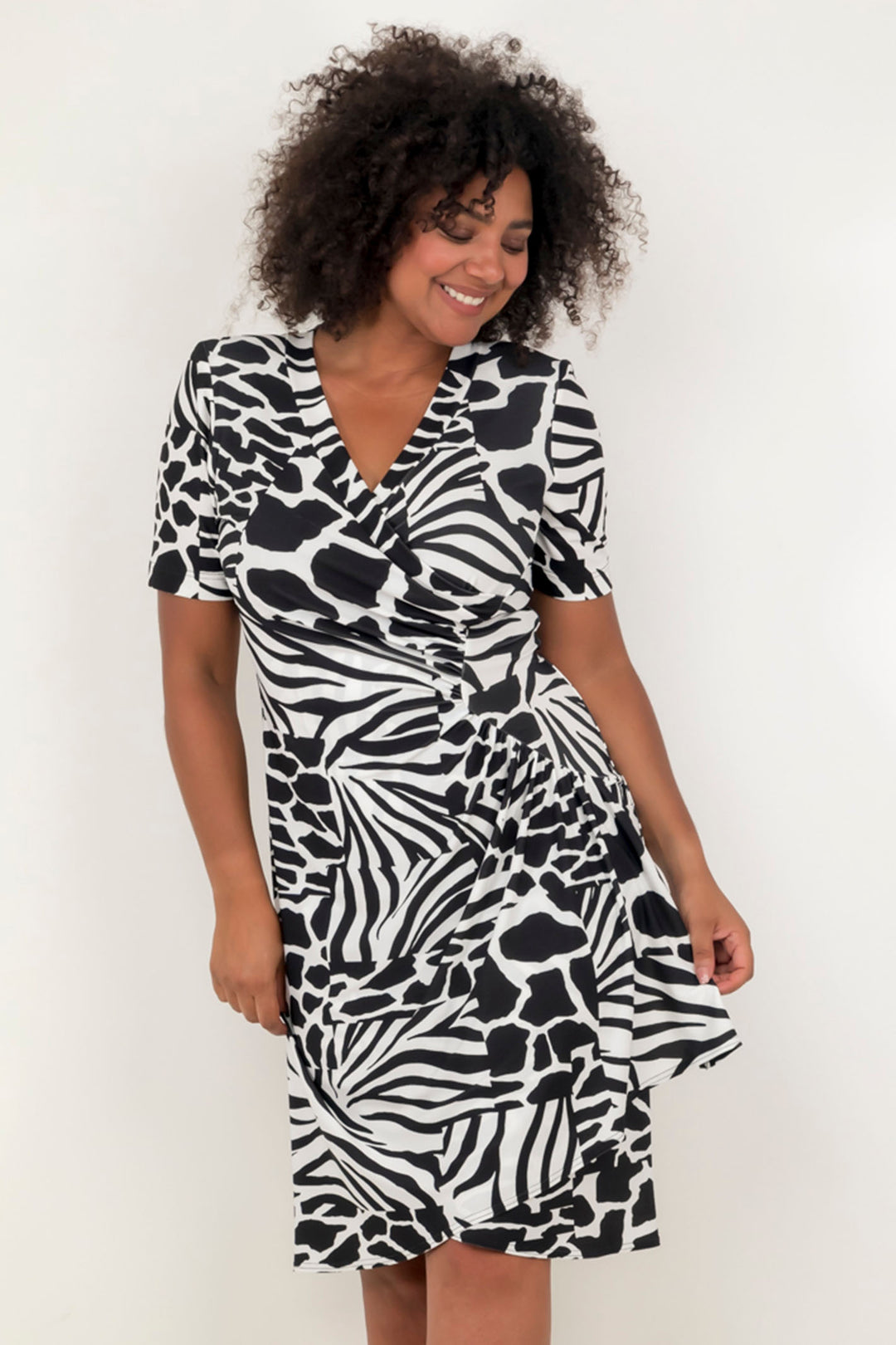 Georgede M15075 P1207 Boston Black White Print Jersey Dress - Shirley Allum Boutique