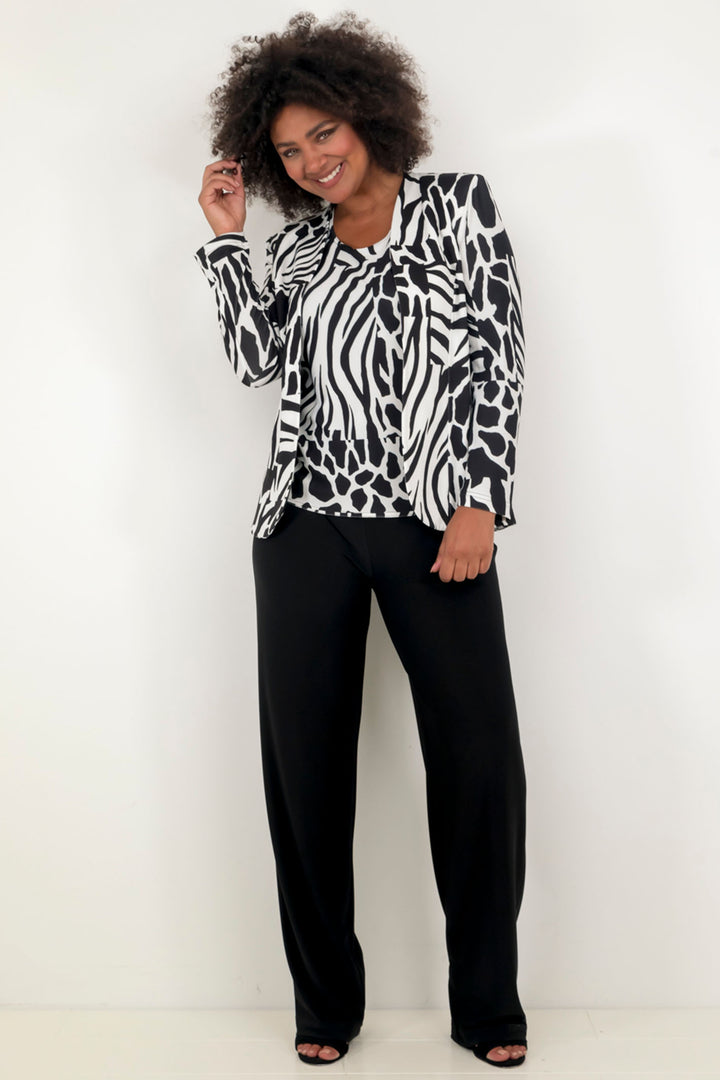 Georgede M37020 P1207 Lea Black White Animal Print Jersey Twinset - Shirley Allum Boutique