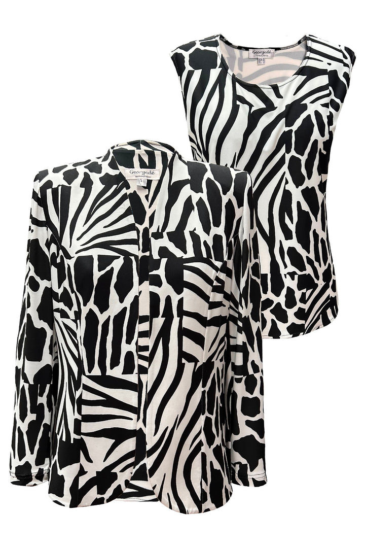 Georgede M37020 P1207 Lea Black White Animal Print Jersey Twinset - Shirley Allum Boutique