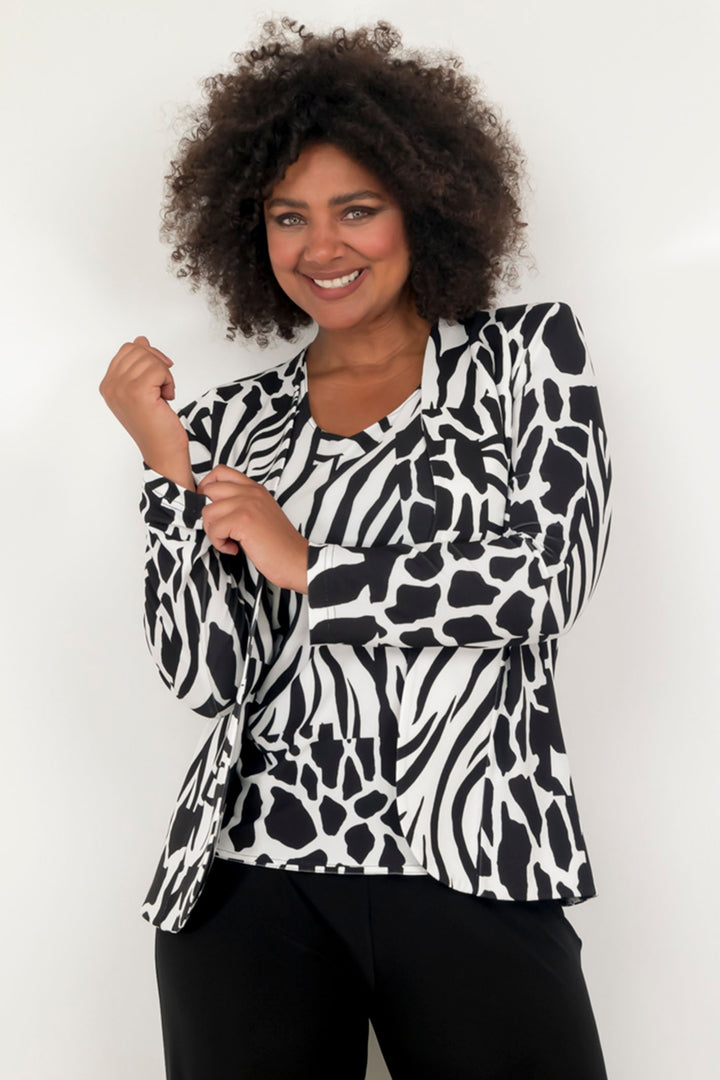 Georgede M37020 P1207 Lea Black White Animal Print Jersey Twinset - Shirley Allum Boutique