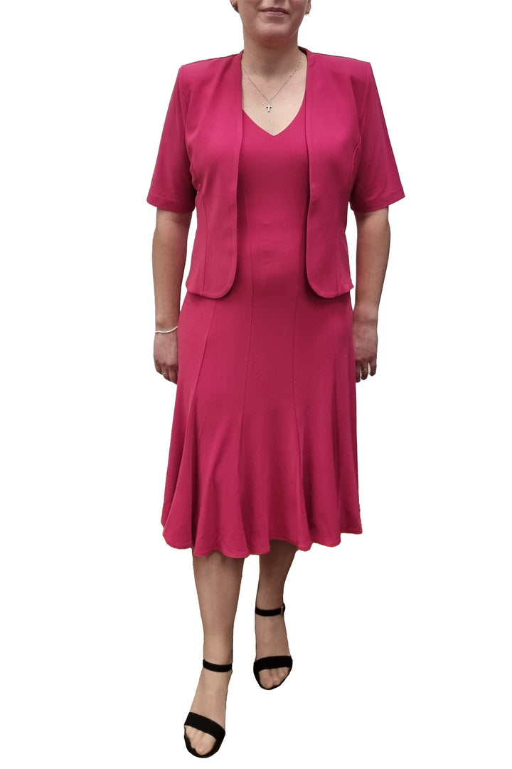 Georgede M97008 Calais Fuchsia 3 Jersey Dress And Bolero Set - Shirley Allum Boutique