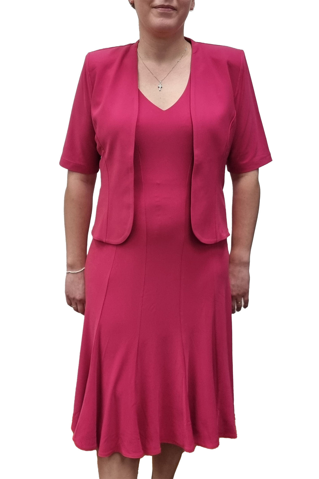 Georgede M97008 Calais Fuchsia 3 Jersey Dress And Bolero Set - Shirley Allum Boutique