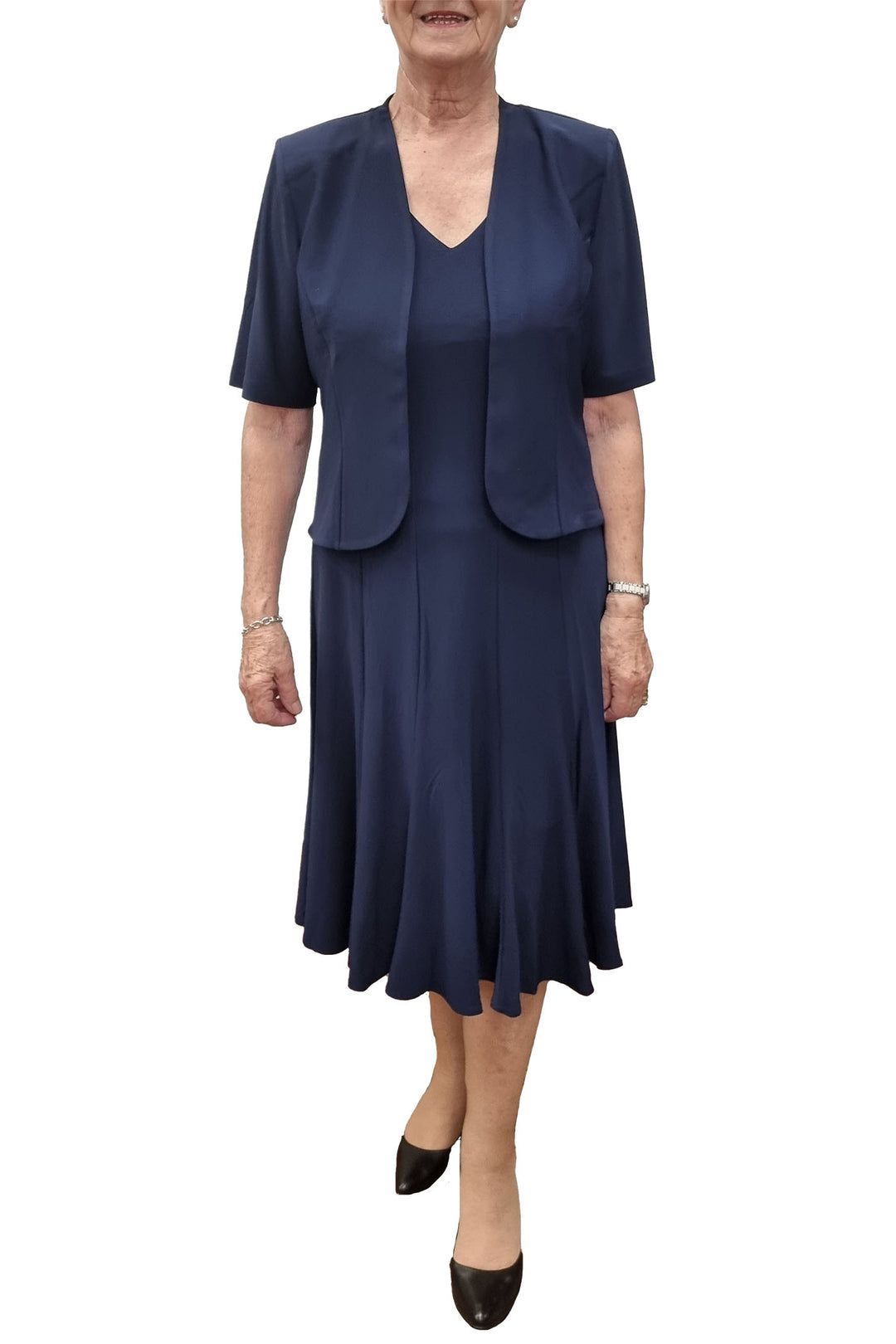 Georgede M97008U Calais Navy Jersey Dress And Bolero Set - Shirley Allum Boutique