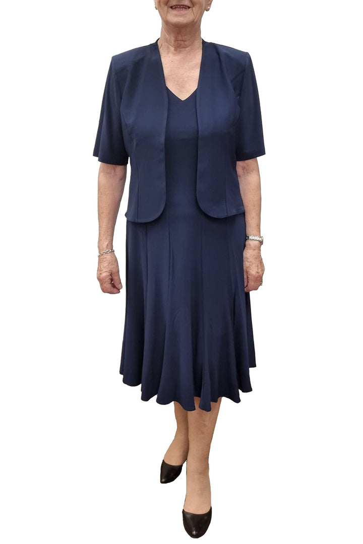 Georgede M97008U Calais Navy Jersey Dress And Bolero Set - Shirley Allum Boutique