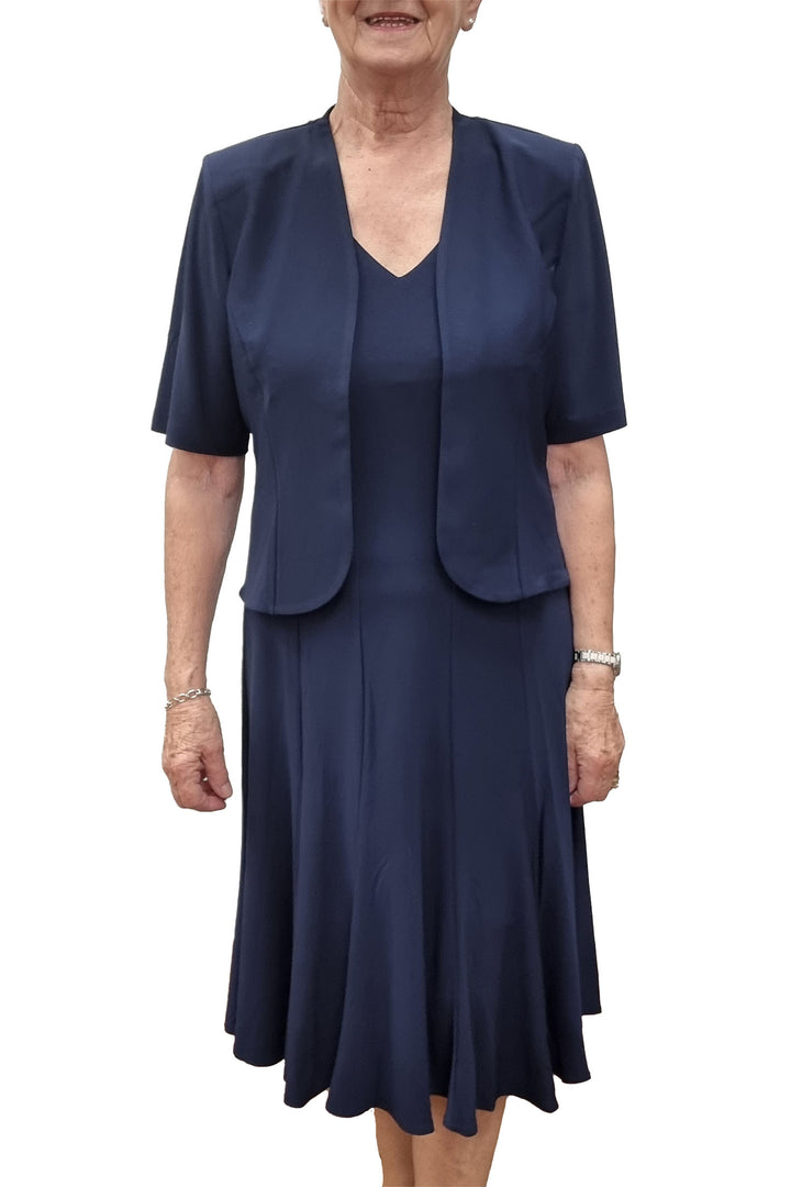 Georgede M97008U Calais Navy Jersey Dress And Bolero Set - Shirley Allum Boutique