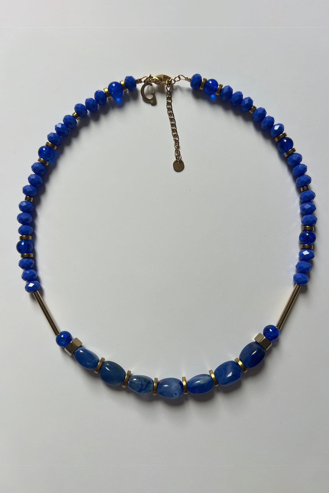 Gist Jewellery Royal Blue Necklace EOR04, laid flat, full loop