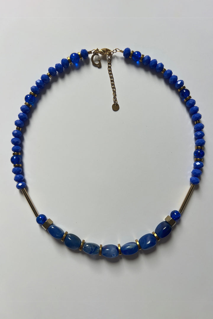 Gist Jewellery Royal Blue Necklace EOR04, laid flat, full loop