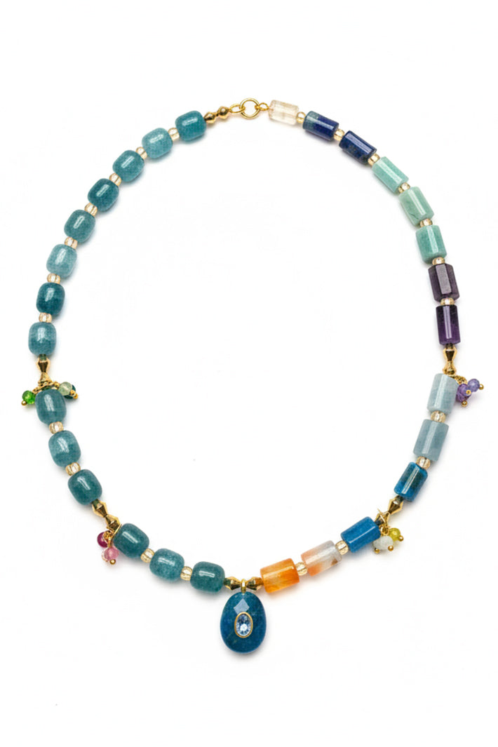 Gist Jewellery Turquoise and Multicoloured Necklace EOR09, on white