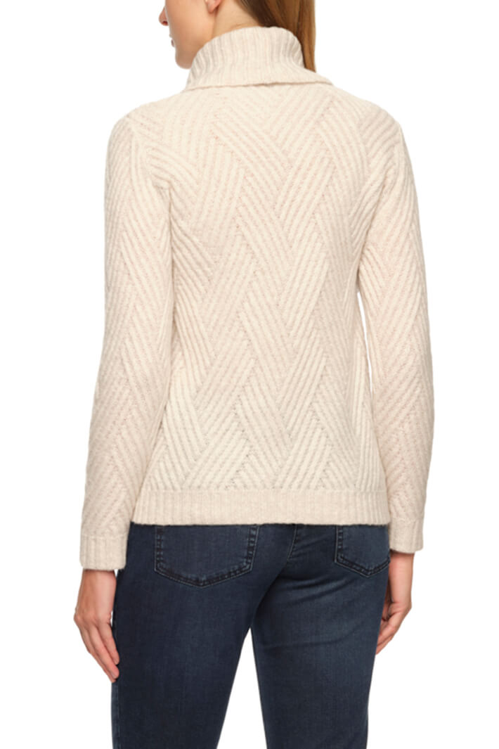 Gollehaug 2321-11043 106 Cream Lattice Knit Cowl Neck Jumper - Shirley Allum Boutique