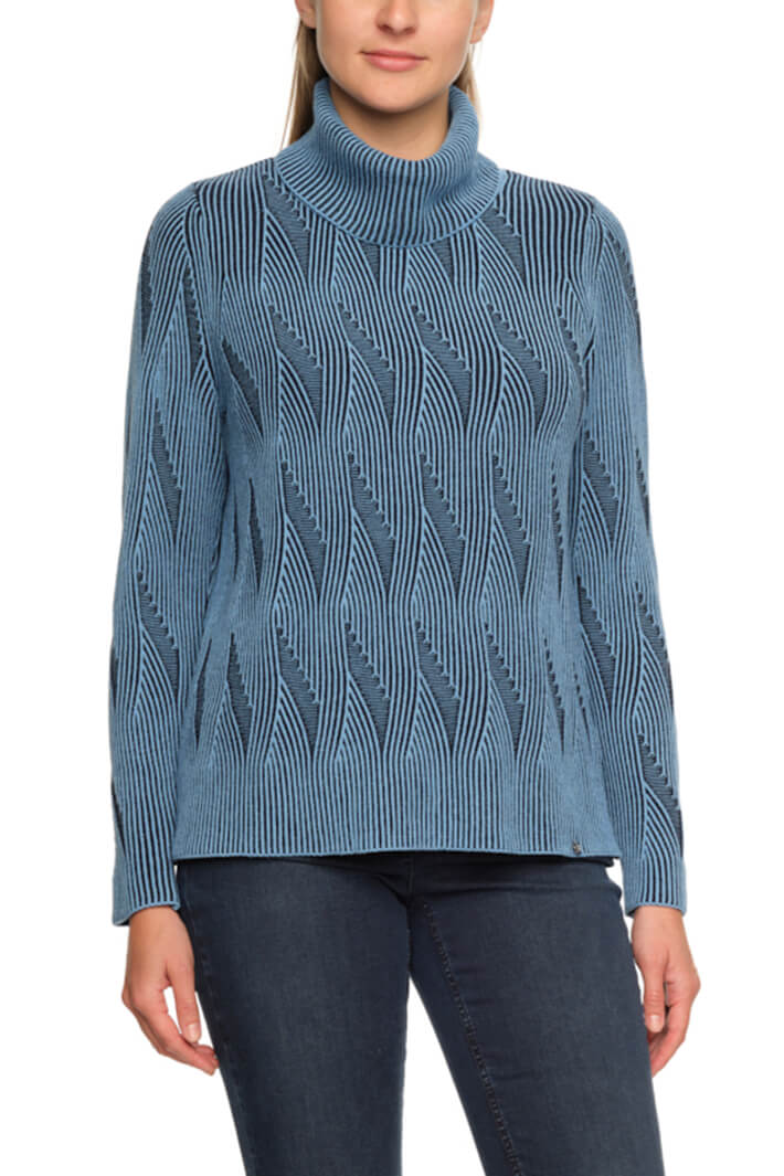 Gollehaug 2321-11066 619 Heaven Blue Ribbed Knit Roll Neck Jumper - Shirley Allum Boutique