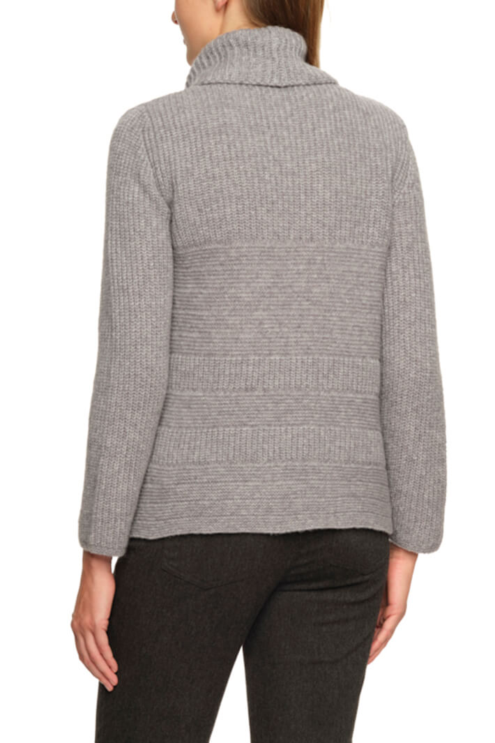 Gollehaug 2321-11105 941 Grey Cowl Neck Textured Jumper - Shirley Allum Boutique