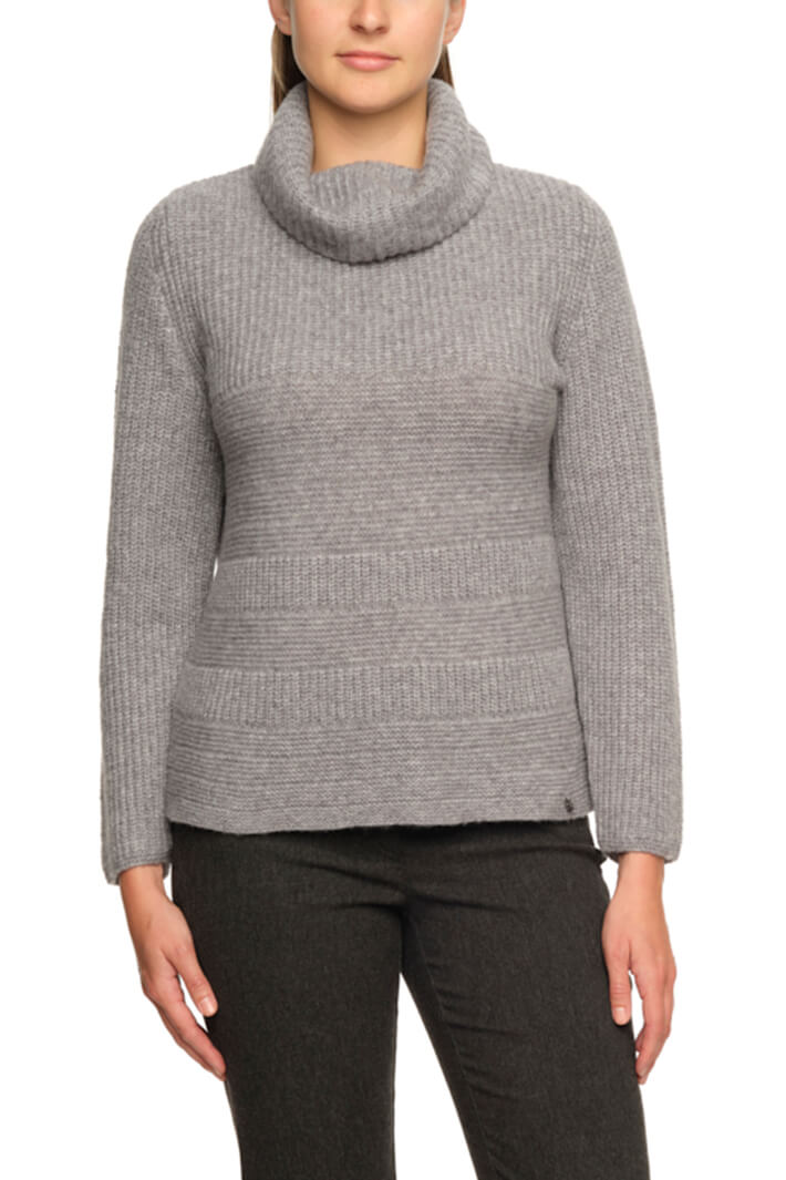 Gollehaug 2321-11105 941 Grey Cowl Neck Textured Jumper - Shirley Allum Boutique