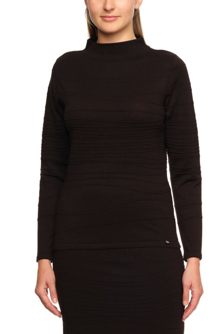 Gollehaug 2321-11133 999 Black Ribbed Mock Turtle Jumper - Shirley Allum Boutique