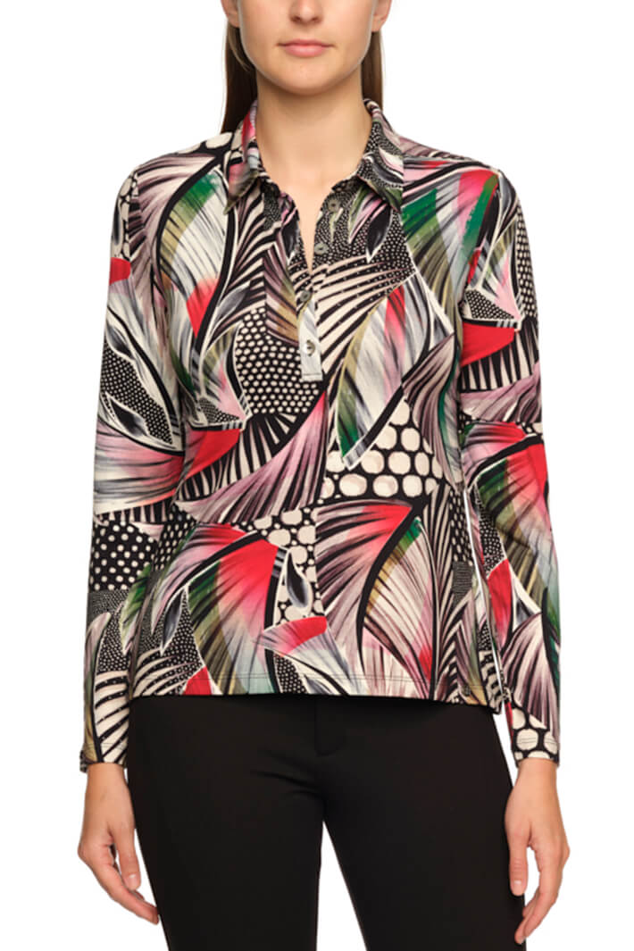 Gollehaug 2324-23209 856 Jungle Print Long Sleeved Top - Shirley Allum Boutique