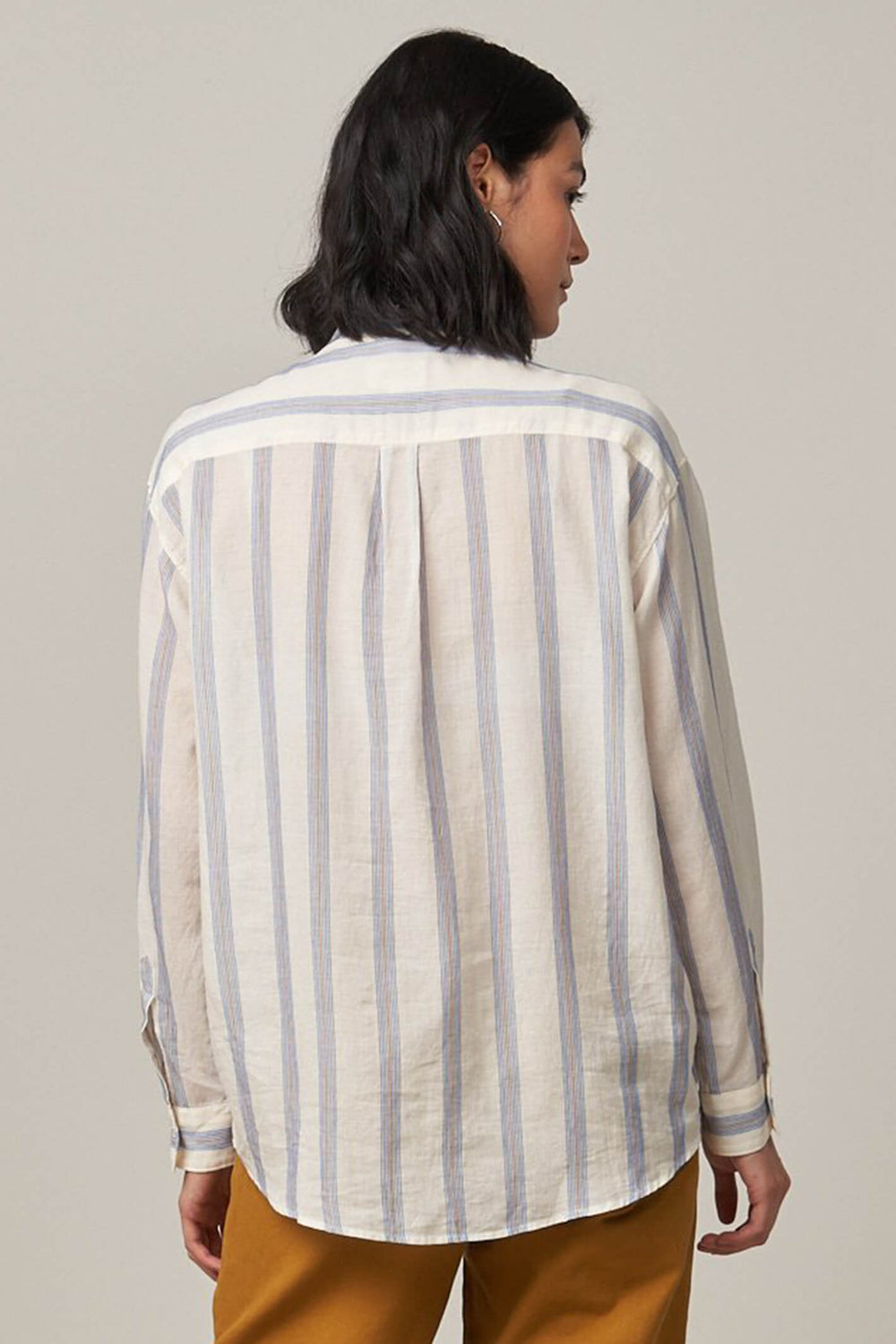 Hartford BACC632 01 White Blue Charlot Stripe Woven Shirt - Shirley Allum Boutique