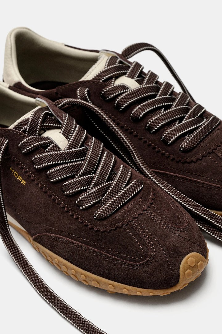 HOFF Bridge Fl Chocolate Brown Trainers 22661420, striped lace close-up