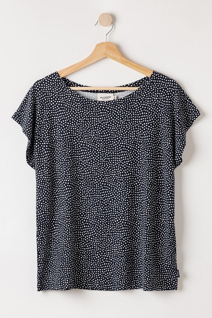 Holebrook Sweden Jumper Esther Cap Sleeve Navy White Dot S52505 292 - Shirley Allum Boutique