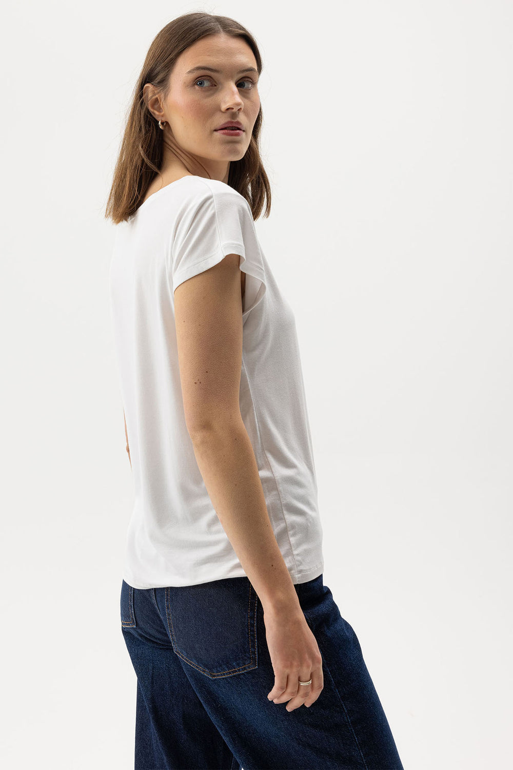 Holebrook Sweden Jumper Esther Cap Sleeve White S52505 100 - Shirley Allum Boutique