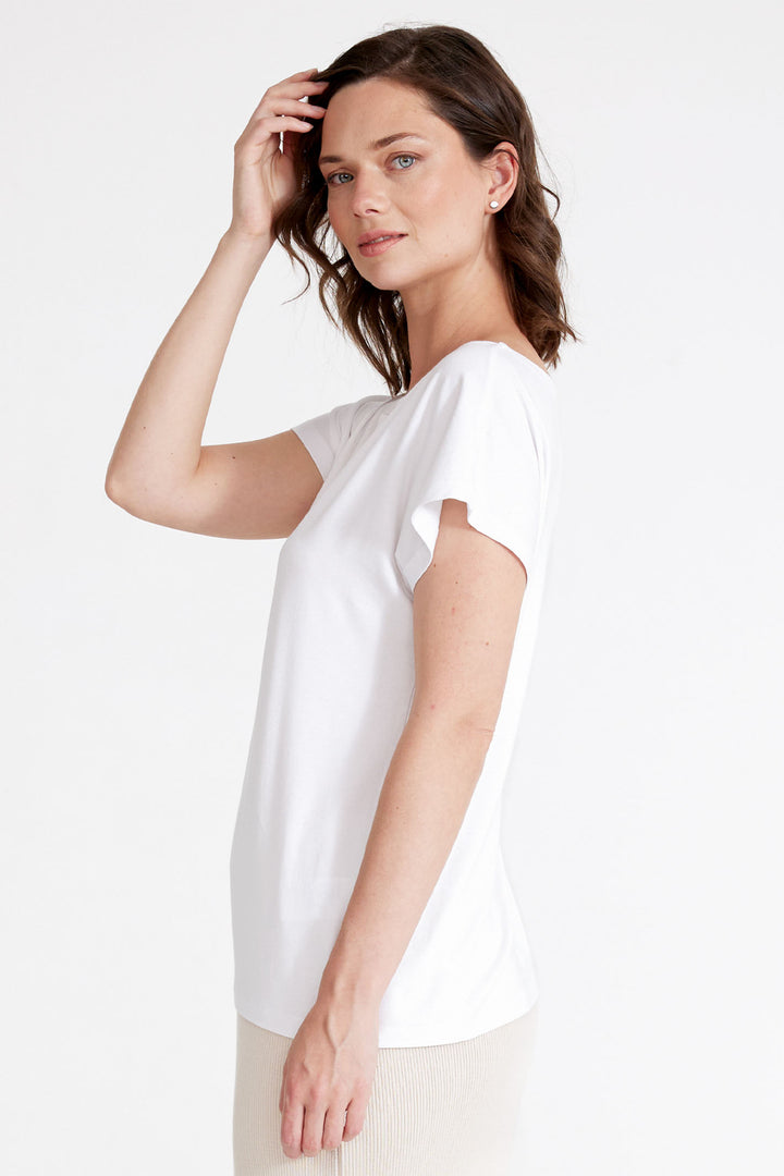 Holebrook Sweden Jumper Esther Cap Sleeve White S52505 100 - Shirley Allum Boutique
