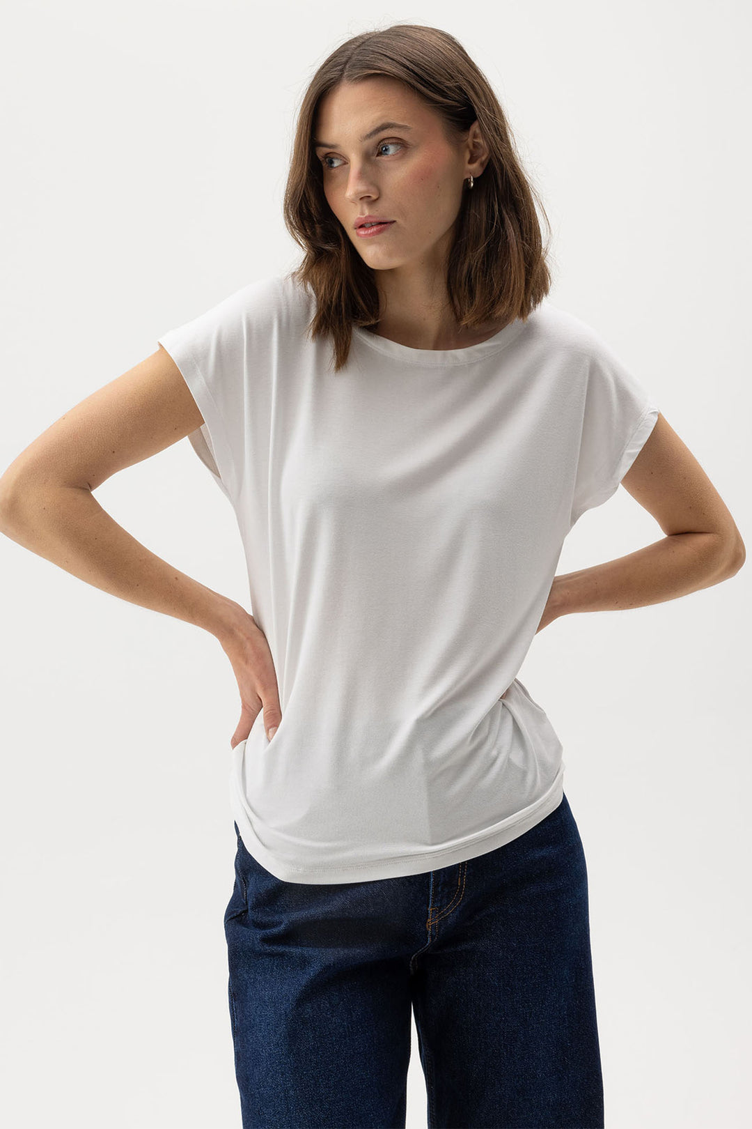 Holebrook Sweden Jumper Esther Cap Sleeve White S52505 100 - Shirley Allum Boutique