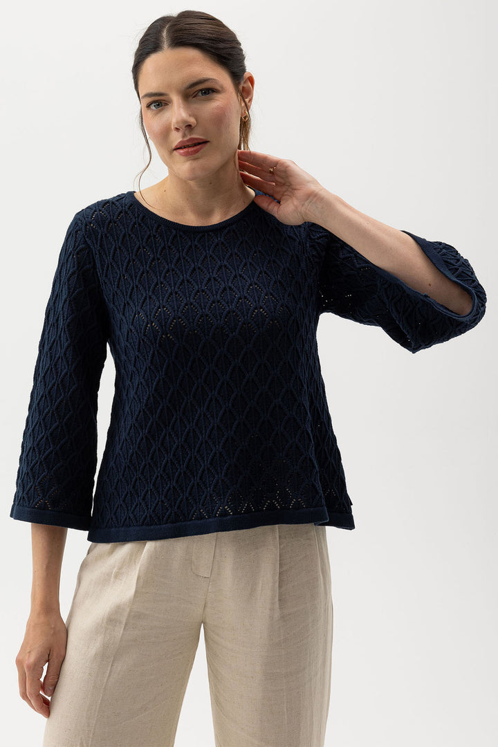 Holebrook Sweden Jumper Selma Crew Neck Navy S52407 290 - Shirley Allum Boutique