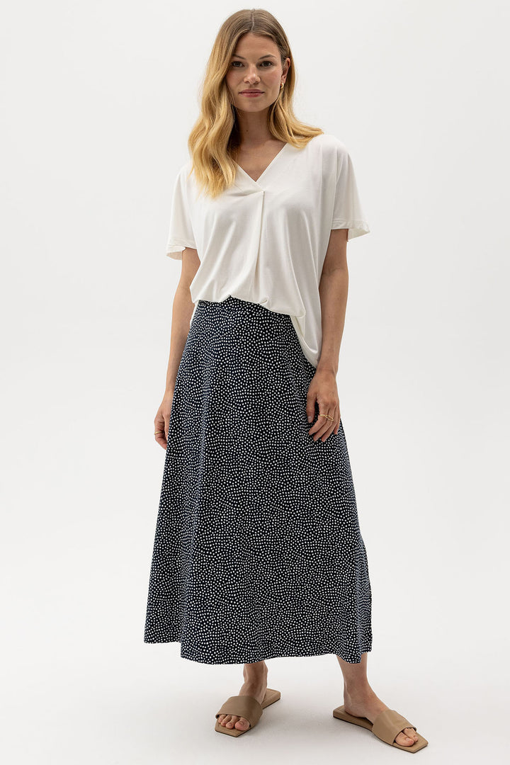 Holebrook Sweden Skirt Esther Navy Off White Dot S52606 292 - Shirley Allum Boutique