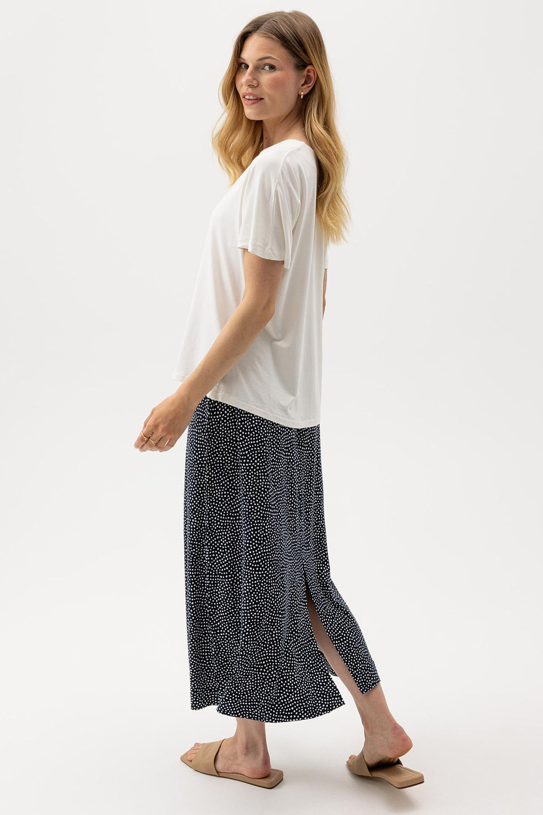 Holebrook Sweden Skirt Esther Navy Off White Dot S52606 292 - Shirley Allum Boutique