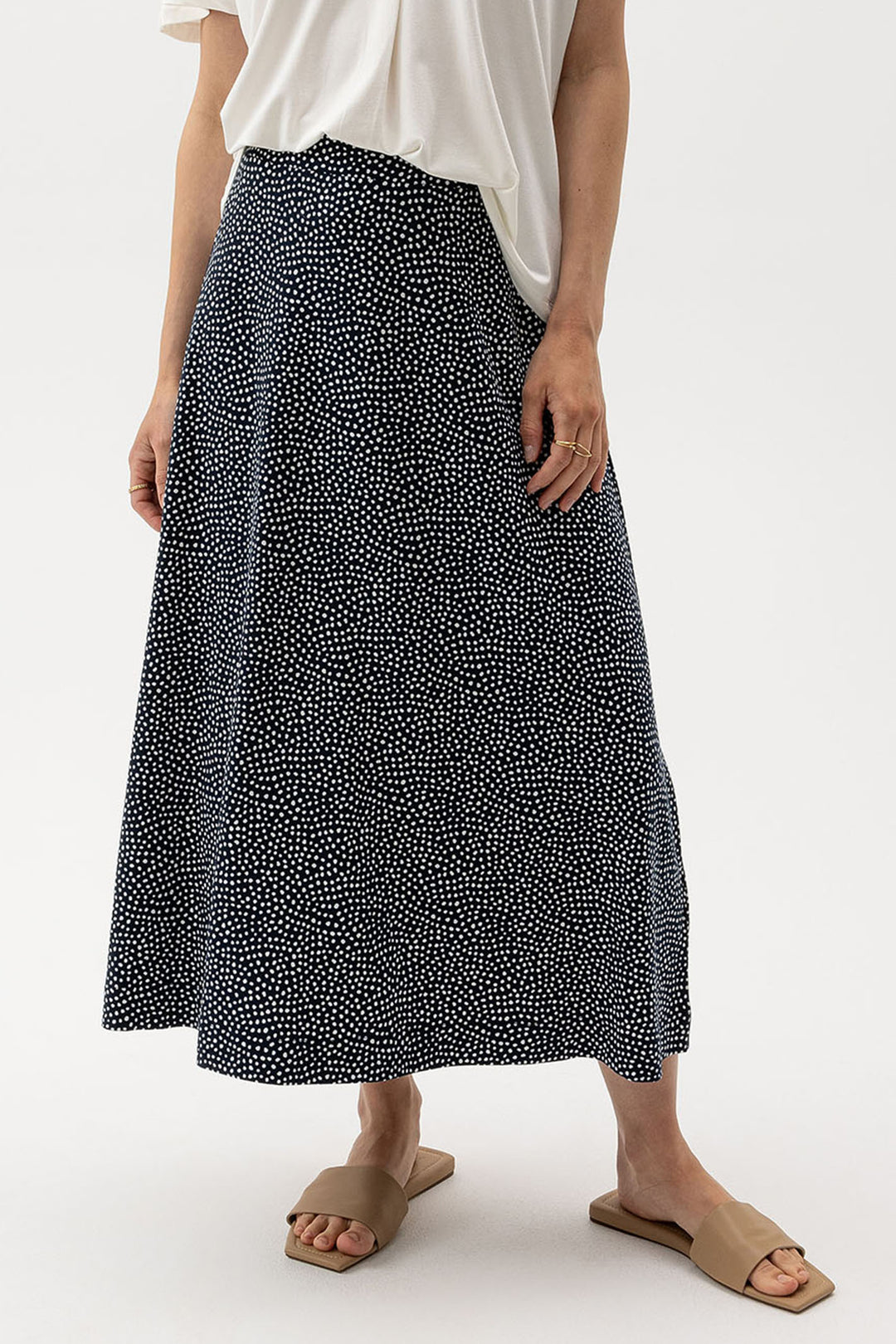 Holebrook Sweden Skirt Esther Navy Off White Dot S52606 292 - Shirley Allum Boutique